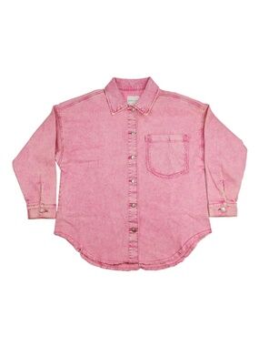 Celebrity Pink Oversized Pink Denim Jacket Frayed Hem Large